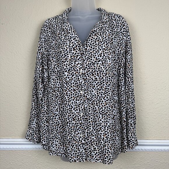 Old Navy Womens 1x Plus Size Leopard Print Relaxed Button Down Shirt - Picture 2 of 12